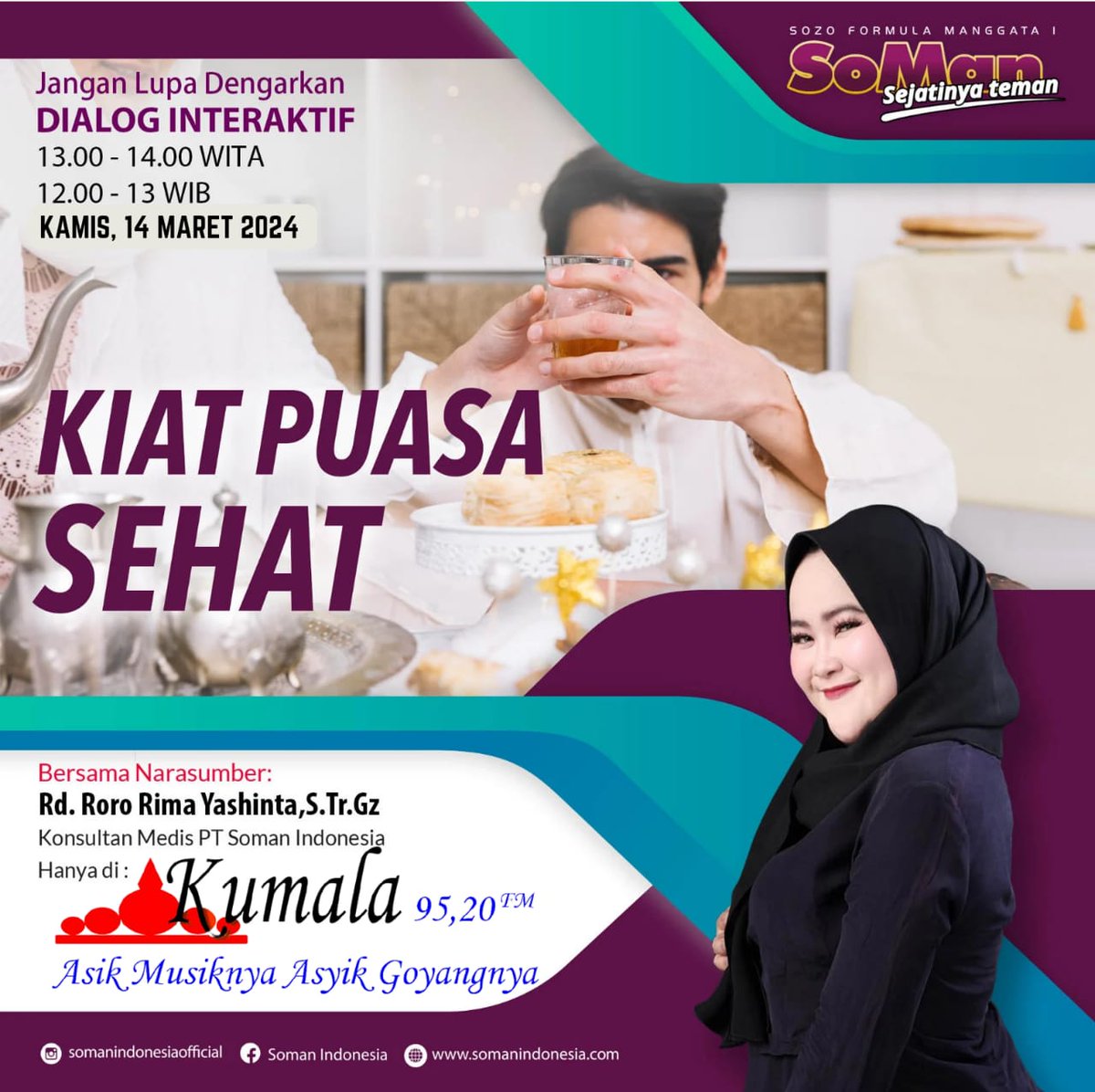 Bagi pecinta kumala yang ingin bertanya seputar kesehatan dapat berkonsultasi bersama kami pada dialog kesehatan Herbal Tetes Soman di TLP/WA/SMS 0853 9999 0952 ikuti terus dialognya dan dapatkan solusi sehat bersama SOMAN karena SOMAN BANYAK MENOLONG TIDAK BOHONG