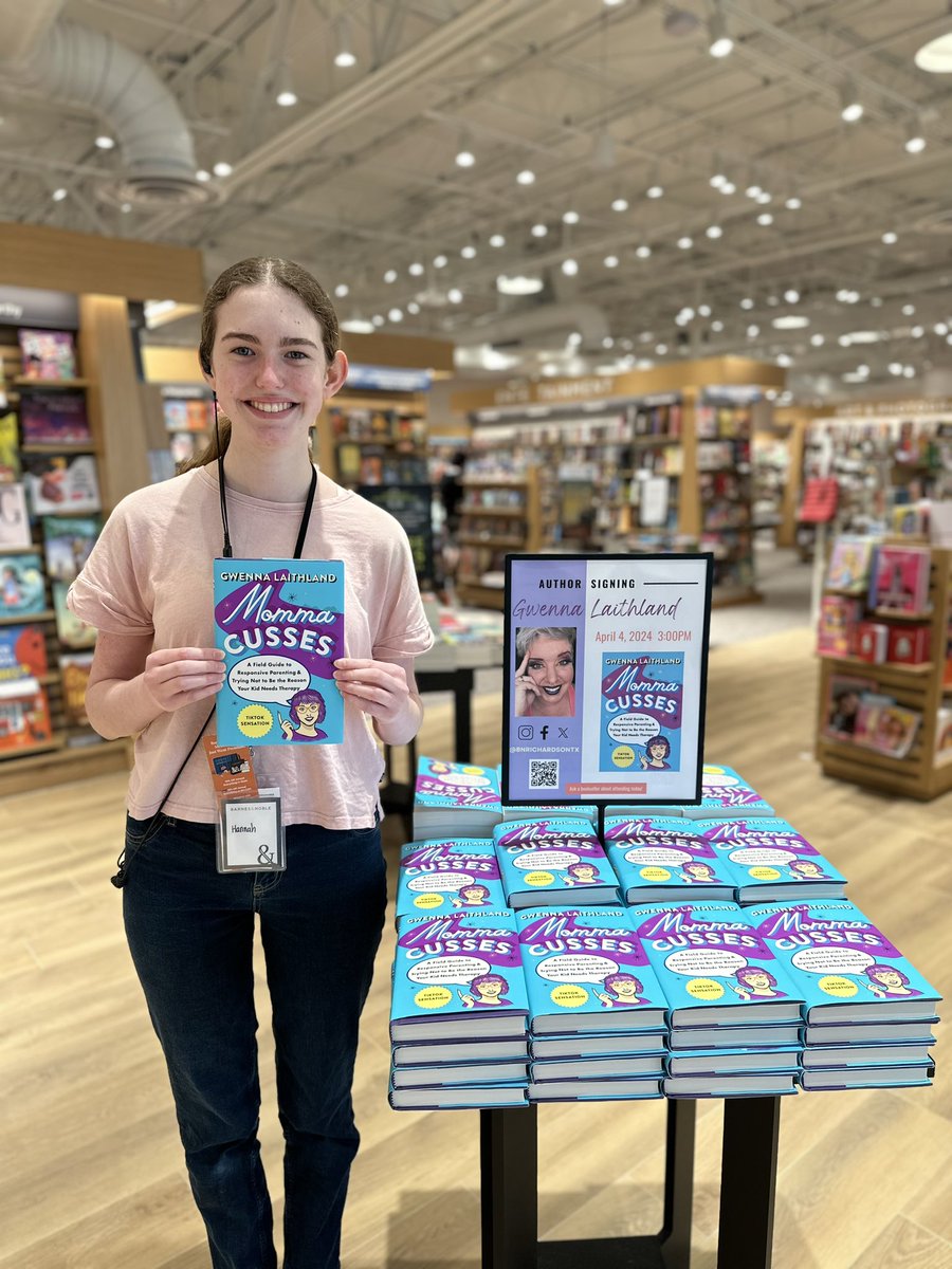 bnrichardsontx's tweet photo. "OMG I LOVE HER! | follow her on social media!" -Hannah, Bookseller

Join us on 4/4 at 3pm for a Signing and Meet &amp; Greet with TikTok's #1 Parenting Unexpert, Gwenna Laithland, author of "Momma Cusses!"

#bookstagram #parenting #booktwitter #booktok #mommacusses  #dfw #dallas https://t.co/hRyA6ekRex
