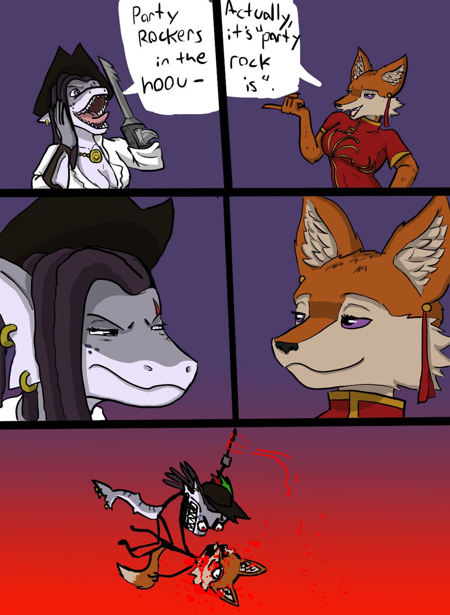 Sorry for party rocking (one is canon the other is non-canon. You decide)