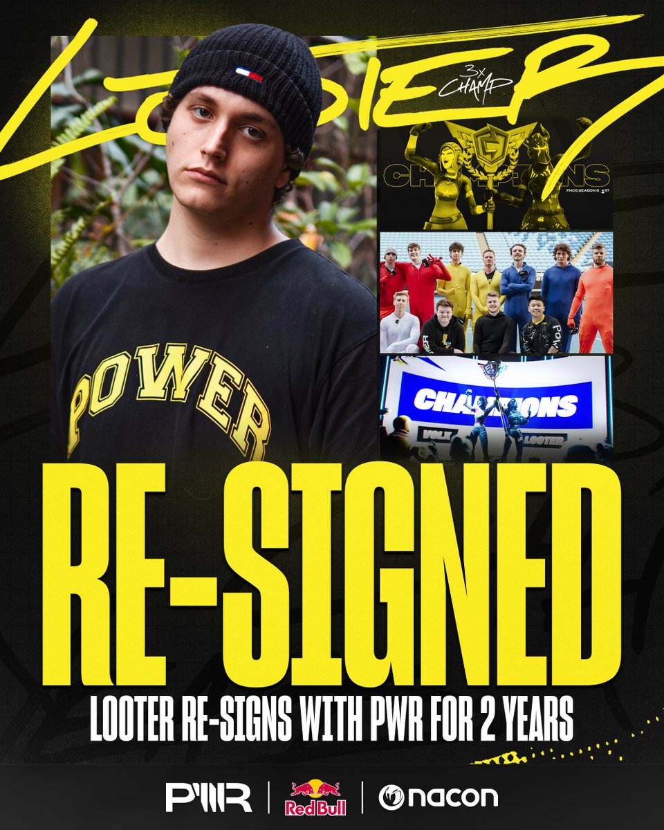 TeamPWR's tweet image. We're happy to announce that Looter has signed on for another 2 years at PWR⚡️

Looking forward to another 2 years of screaming during recordings🙃 #PWRUP