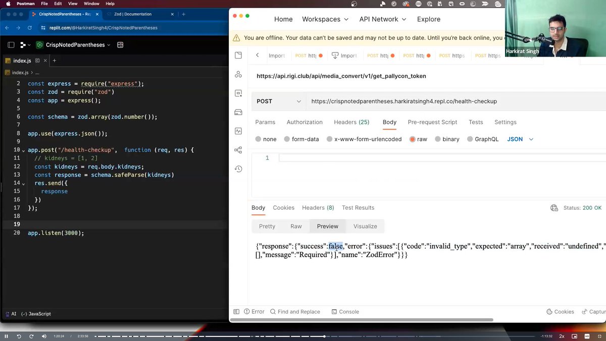iota_xx's tweet image. Reflecting on Week 3.1 of cohort 2.0🚀Explored middleware magic, mastered global error handling, and delved into the world of input validation with Zod. Also, leveled up with JWT authentication and tested token workflows in a memory-based setup. #FullStackLearning #LearnInPublic