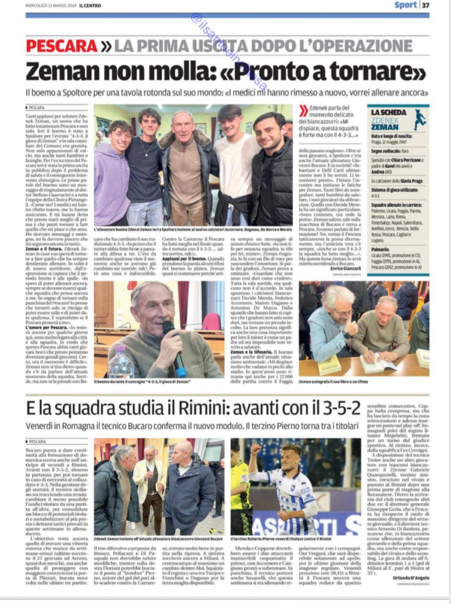 MilanSpace_03's tweet photo. Da Il Centro
#Zeman: "Pronto a tornare"
#Spoltore #12marzo2024
Evento di @Angelredblack1 https://t.co/NlizQF0iBn