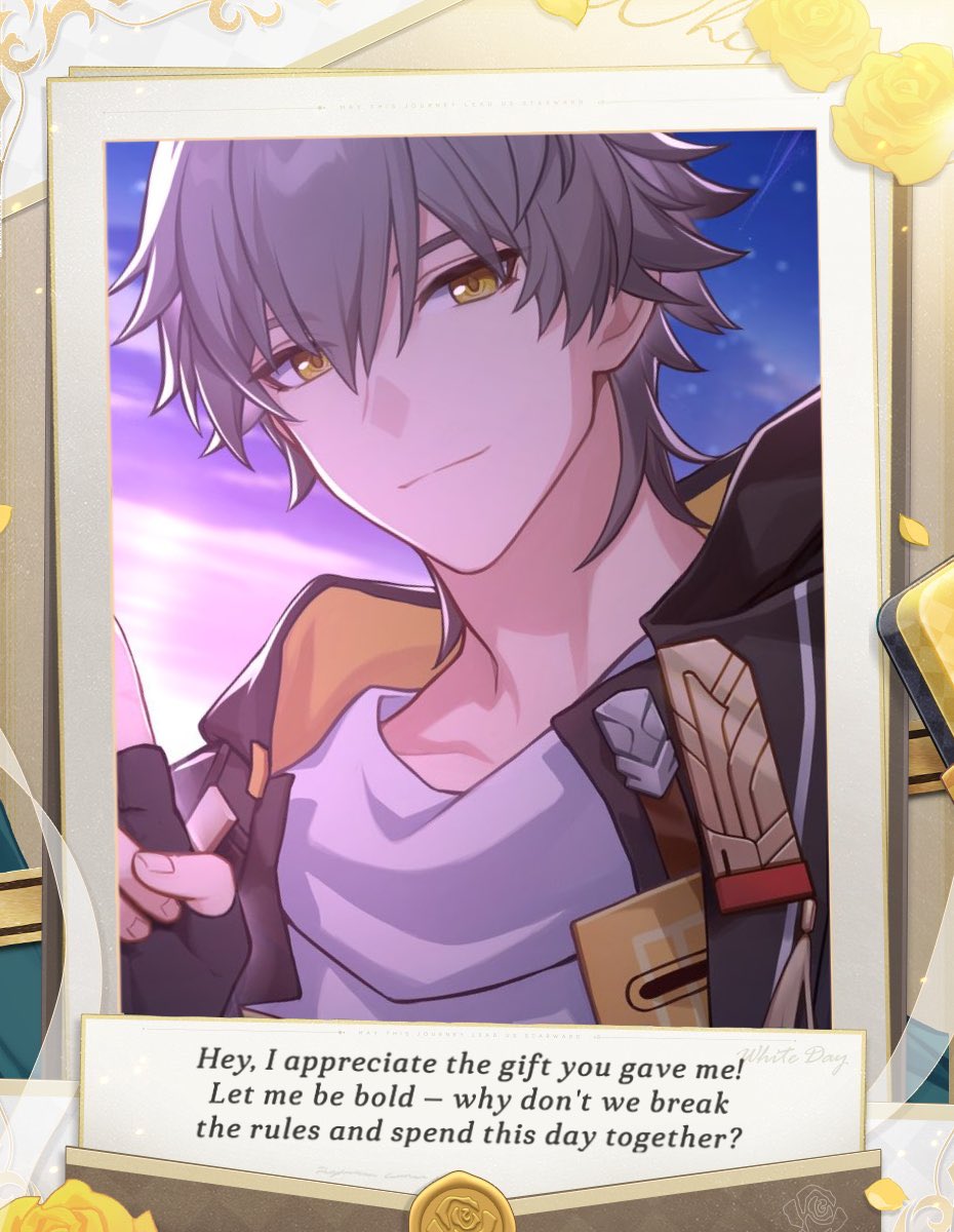 Thank you for participating in #HSRValentines2024!

The return gift from #Caelus is here!✨
 Please redeem it in-game: 【TH1S1S4N3D1T】
※ Deadline: 2024/03/20 00:00 (UTC+8)