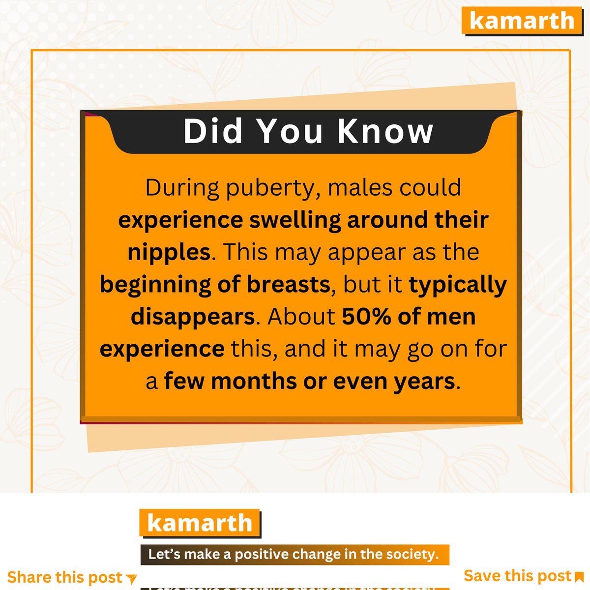 kamarth_world's tweet photo. Puberty comes with its surprises ๐คโlike swelling around the nipples for about 50% of males.
No worries, though; it's a normal part of growth and usually fades away.
#GrowthSpurt #BodyPositivity #PubertyTalk #SexEdForAll #Kamarth #HealthEducation #GrowingUp #PubertyFacts https://t.co/5UR4Sg8ZAa