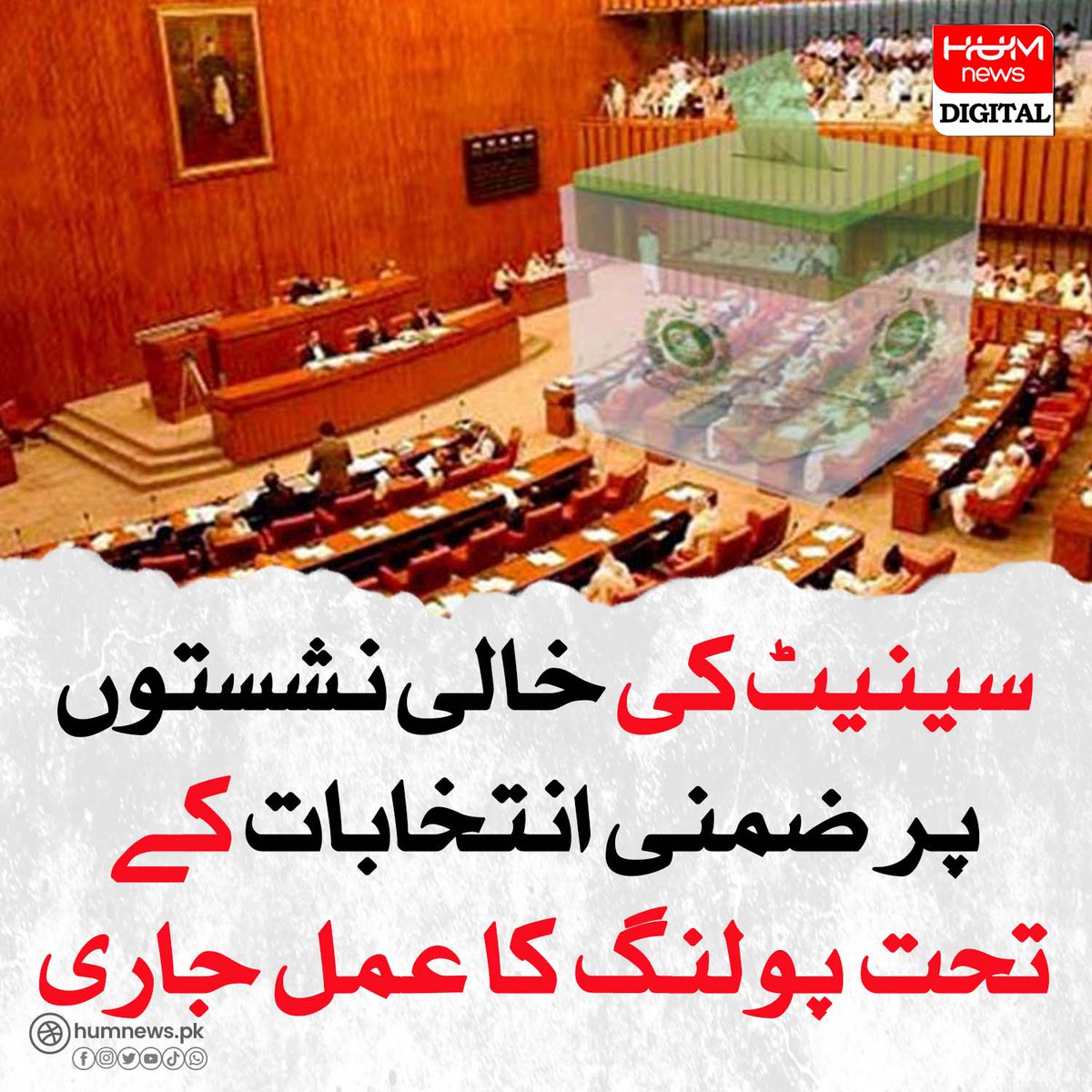 سینیٹ کی خالی نشستوں پر ضمنی انتخابات کے تحت پولنگ کا عمل جاری