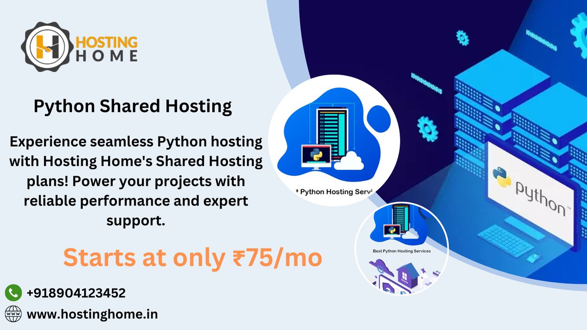 Hostinghome1's tweet image. Unlock the full potential of Python with Hosting Home&apos;s Shared Hosting.
Visit Us
hostinghome.in/python-hosting/
Contact us
+918904123452
+919019068720
#PythonSharedHosting
#PythonHosting
#SharedHosting
#WebHosting
#PythonProjects
#HostingServices
#WebDevelopment