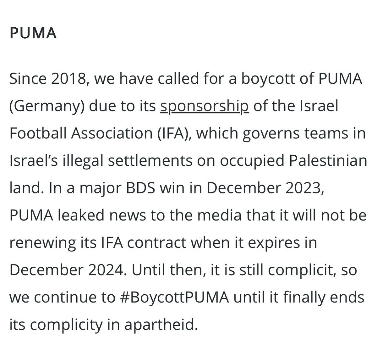We continue to #BoycottPUMA until it finally ends its complicity in apartheid. 🍉🍉🍉🍉🍉🍉🍉🍉🍉🍉🍉🍉🍉