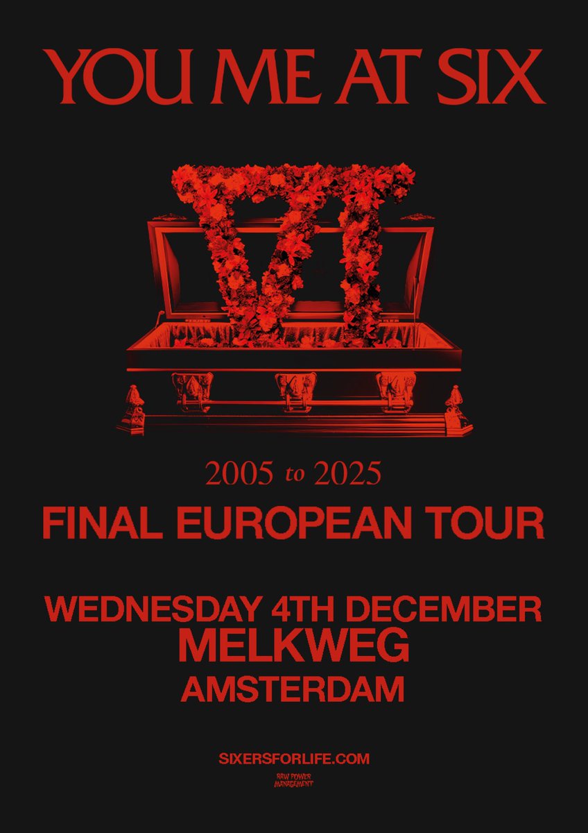Our final show in Amsterdam has just 300 tickets left. Gonna be a mad one. Tickets: youmeatsix.com/live