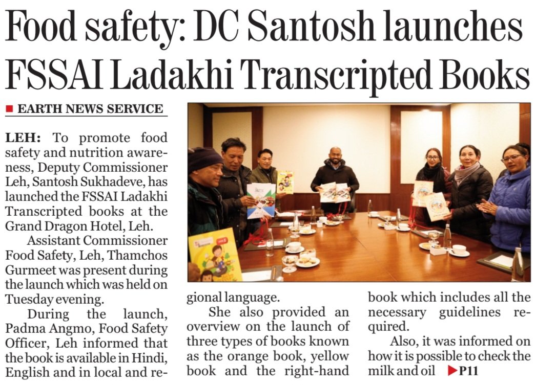 #Food safety: #DCSantosh launches #FSSAI Ladakhi Transcripted #Books @lg_ladakh @santoshsukhdeve @FoodLadakh