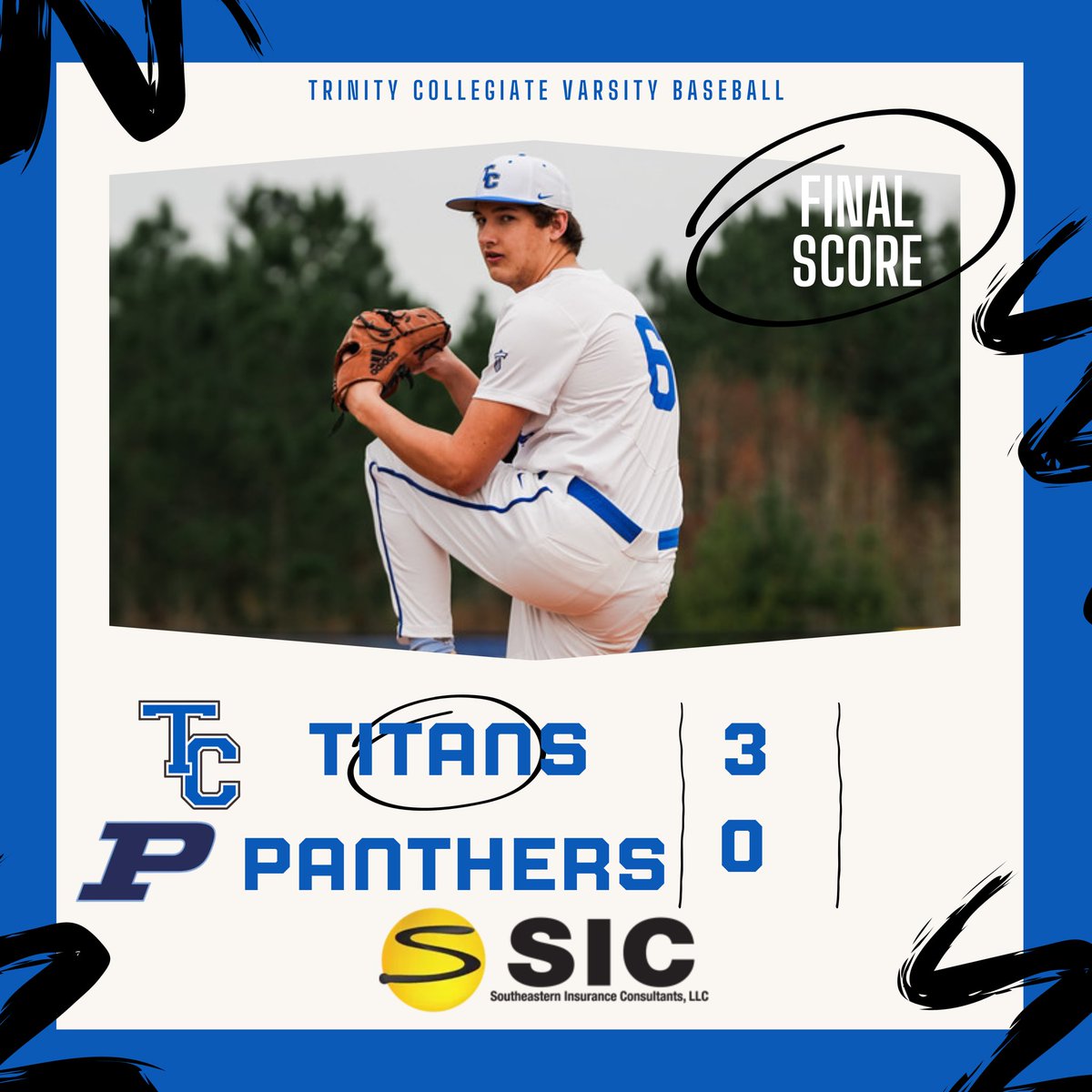 Varsity baseball picked up a massive win over Pinewood Prep! Senior pitcher Jay Riddle threw a no hitter! #TitanTough