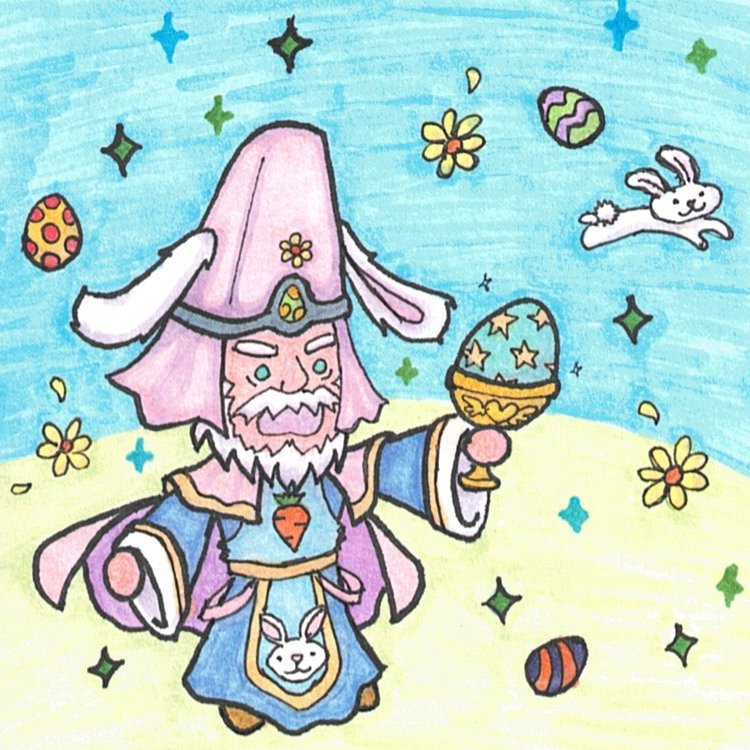 Introducing Gotoh, White Rabbit! He lives in Macedon during the War of Shadows, so he should be able to get in on the spring festivities. His weapon in the Starry Egg. His costume is based on his normal clothes, but the colours have been lightened to pastel shades. #FEH #FEHeroes