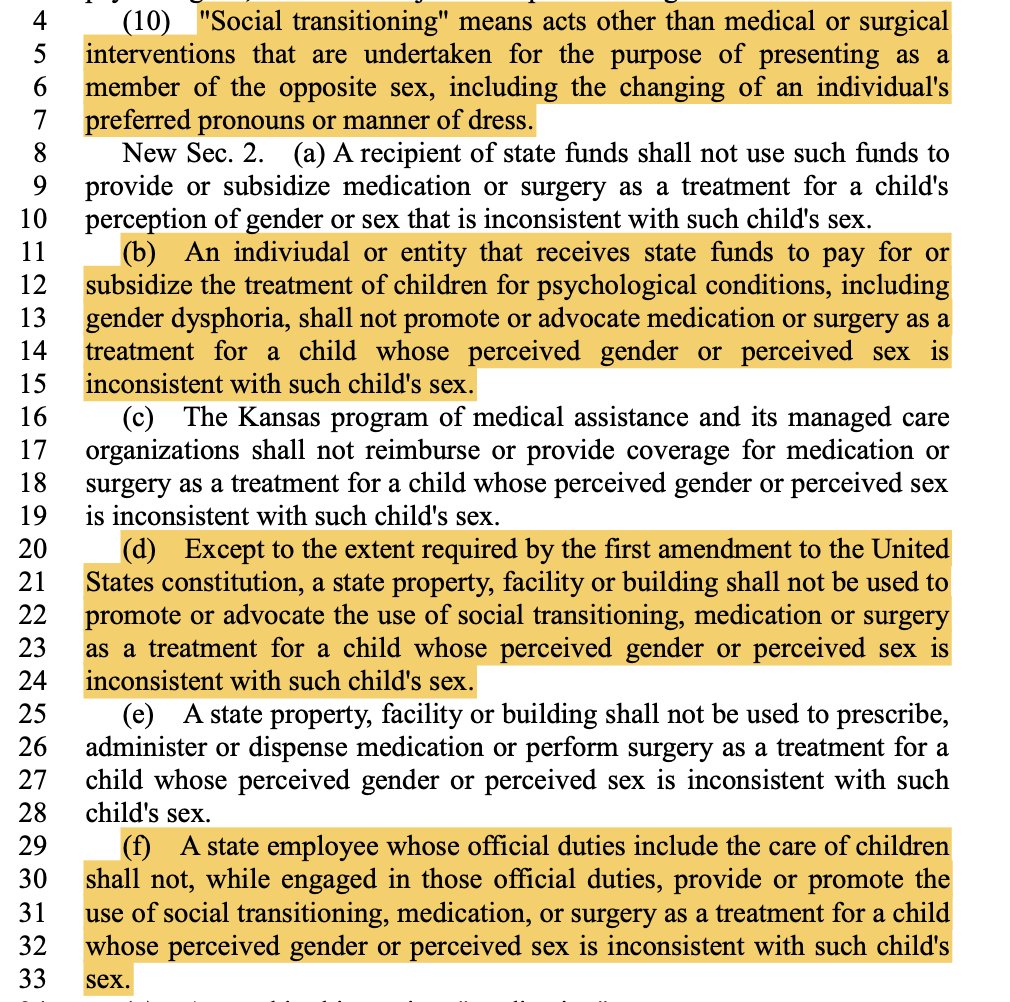 🚨🚨 Kansas has PASSED SB233 which BANS gender affirming care INCLUDING SOCIAL TRANSITION in some instances. This bill would ban teachers from using students preferred pronouns under any circumstances. This is BULLYING Contact the Governor NOW and tell her to VETO SB233.