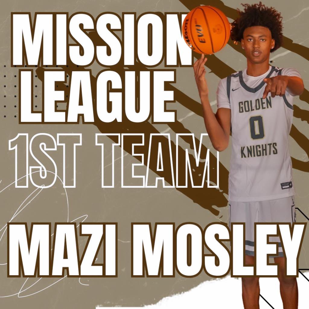 Congratulations to Mazi Mosley on making the Mission League First Team 🎉 Mazi is just as good off the court as he’s an honor student, too!! I am so proud of you and am happy your hard work is being recognized by schools all over the country! Keep it up 👏🏾 @mazznem