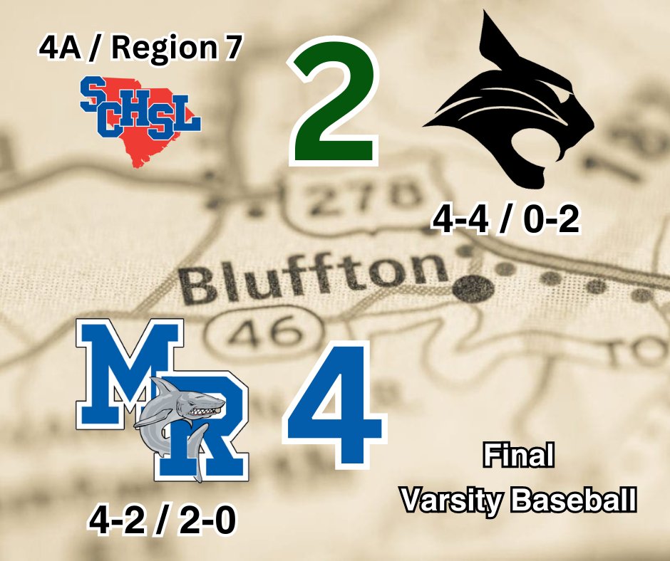 Sharks 4 -  Bluffton 2 | WP: Brasington 4IP 1H 1R 5Ks, Hargis 3IP 2Hs 1K | Hits: Corn 2, T Mischik, Varley, Guthrie, D Mischik, Beckman | RBI: Corn 2, T Mischik, Beckman | Sharks travel to Barnwell tomorrow for a non-region game. 1st Pitch @ 6:30 PM