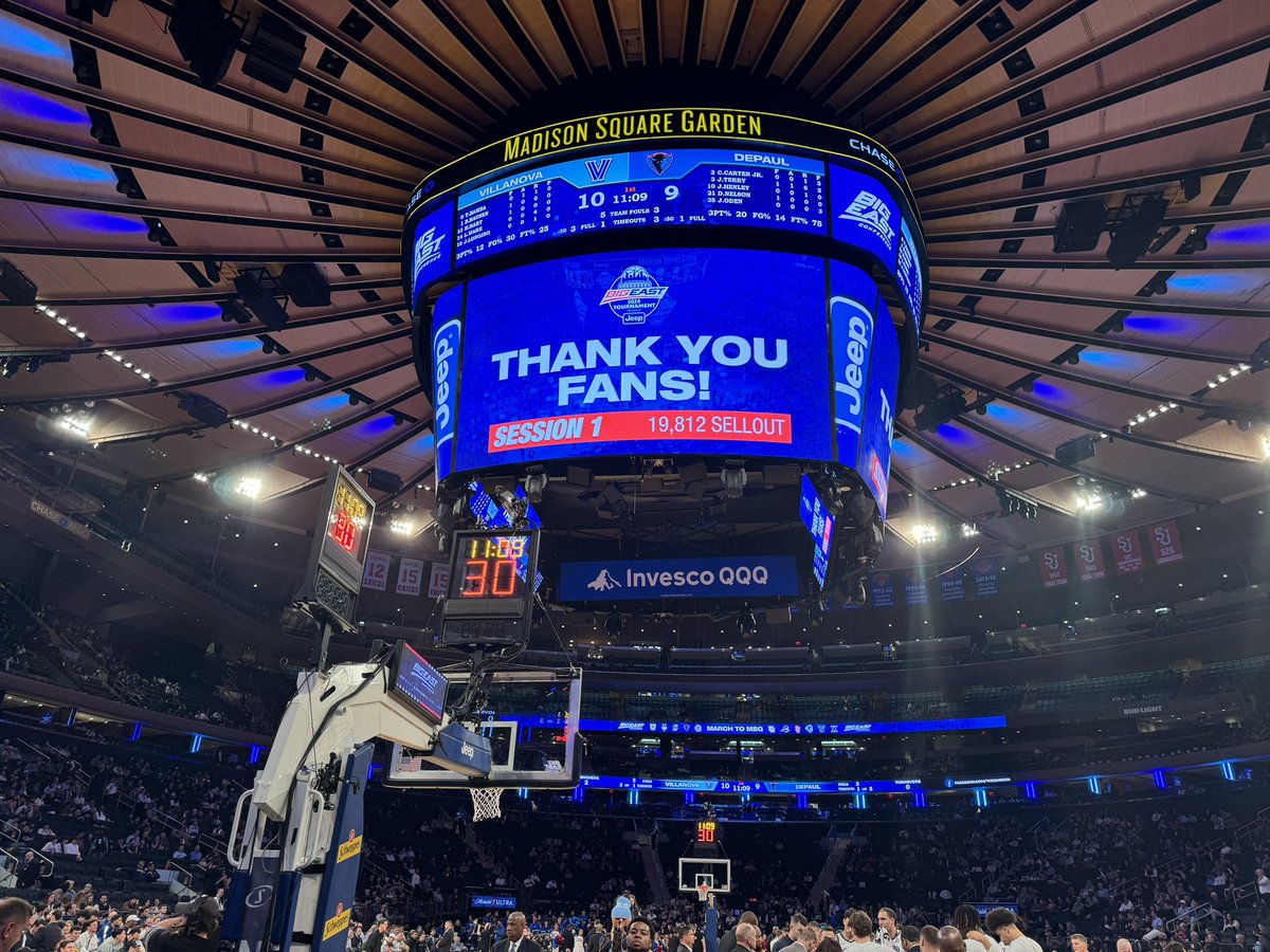 The Big East announces a sellout crowd of 19,812 for the first round tripleheader.