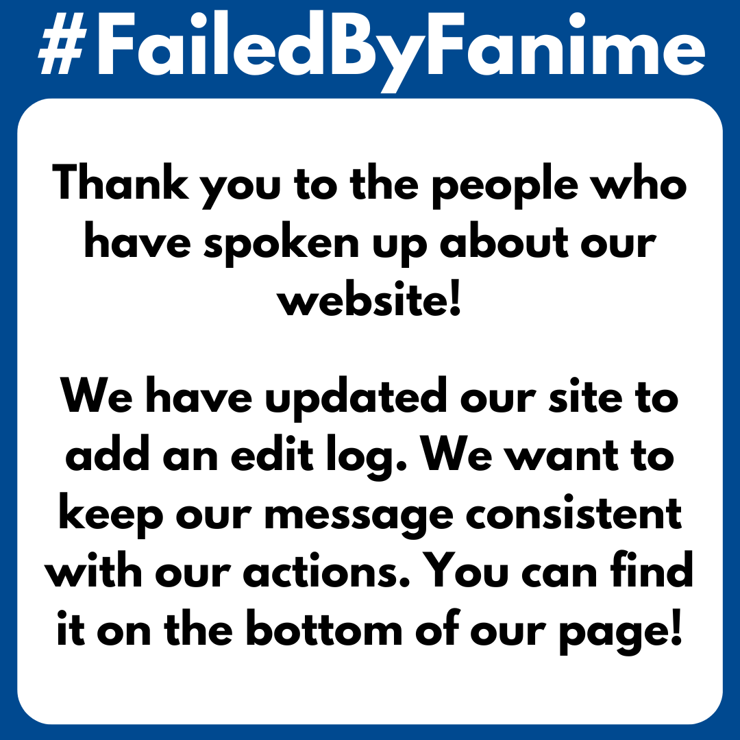 failedbyfanime's tweet photo. We're doing our best to keep our website factual and consistent. Thank you for your help! #fanime #fanimecon #failedbyfanime https://t.co/iagsUDwI8R