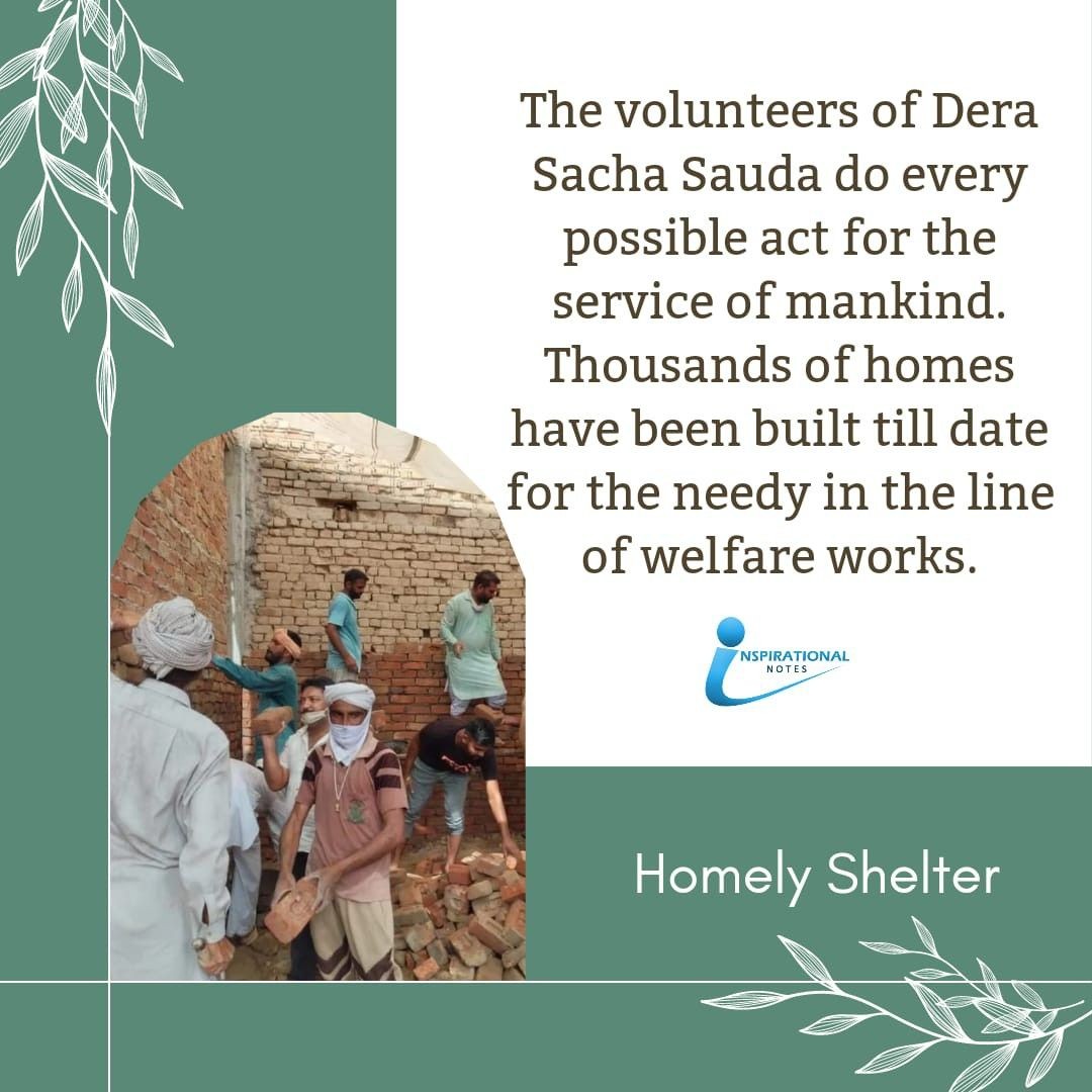 InshaAvi's tweet photo. Everyone dreams of own home. But bad economic conditions create a problem let's help such homeless people just as dera Sacha sauda volunteers do under #Aashiyana muhim started by saint Dr gurmeet ram rahim singh ji insan 
#DeraSachaSauda 
https://t.co/v6G5y3GNEQ https://t.co/HP710NdWHP