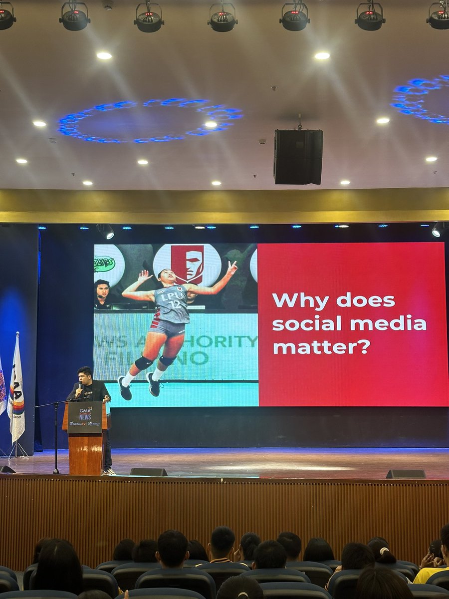 jpsoriano's tweet photo. Mr. Ted Ortiz from the GMA Integrated News digital team is enjoying engaging with the Volleyball Student Athletes of the NCAA through their social media presence at the #GMAMasterclassseries @gmanews https://t.co/nmXHxMy7GN