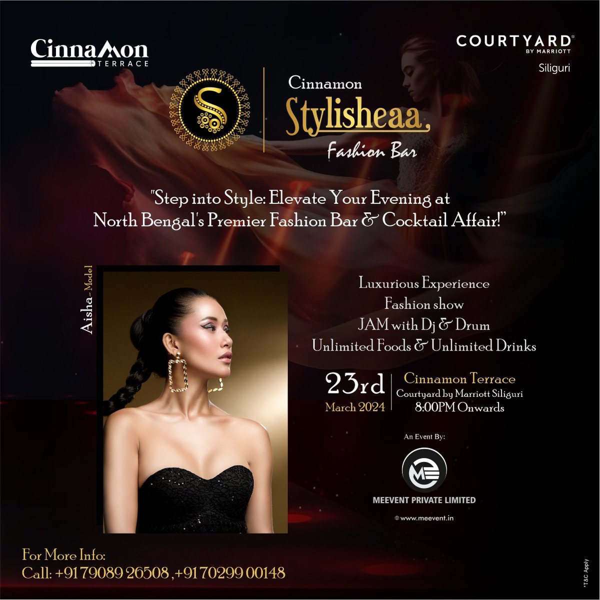PurneaTimes's tweet photo. Mega event on the occasion of Pre Holi Celebrations at Courtyard by Marriott Siliguri
Charges - 5999+Taxes For 2 person
#Meevents @CYSiliguri
#stylisheaa
#fashionbar
#courtyardbymarriottsiliguri
#Saturdaynight
#Meevent
#23rdMarchSaturday https://t.co/uniTAKac1j