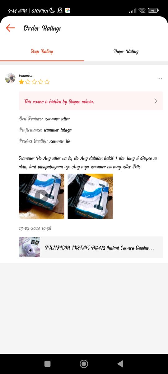 acha_jonn's tweet photo. This is why 1⭐ lang a rate ni @ShopeePH sa akin, they protect scammers in their platform. #Shopee https://t.co/9ni0tGsh2V