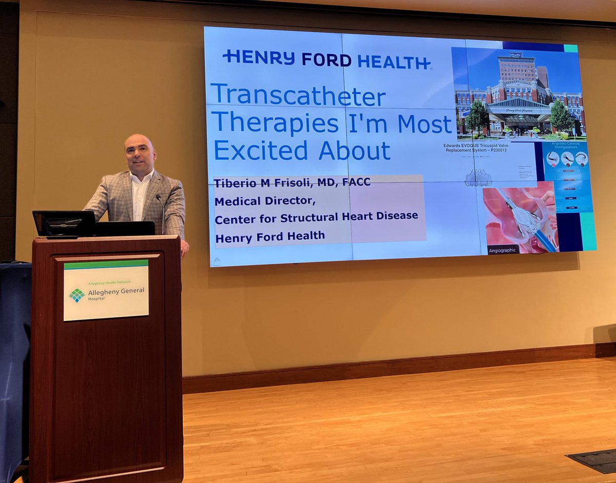 Thrilled we hosted my good friend and colleague @TiberioFrisoli from @HFHCardioFellow @HenryFordHealth to present present #grand rounds at @AHN_CVI @AHNtoday — great conversations on use of angiovac, transcatheter AI therapies, tricuspid valve therapies, imaging in SHD