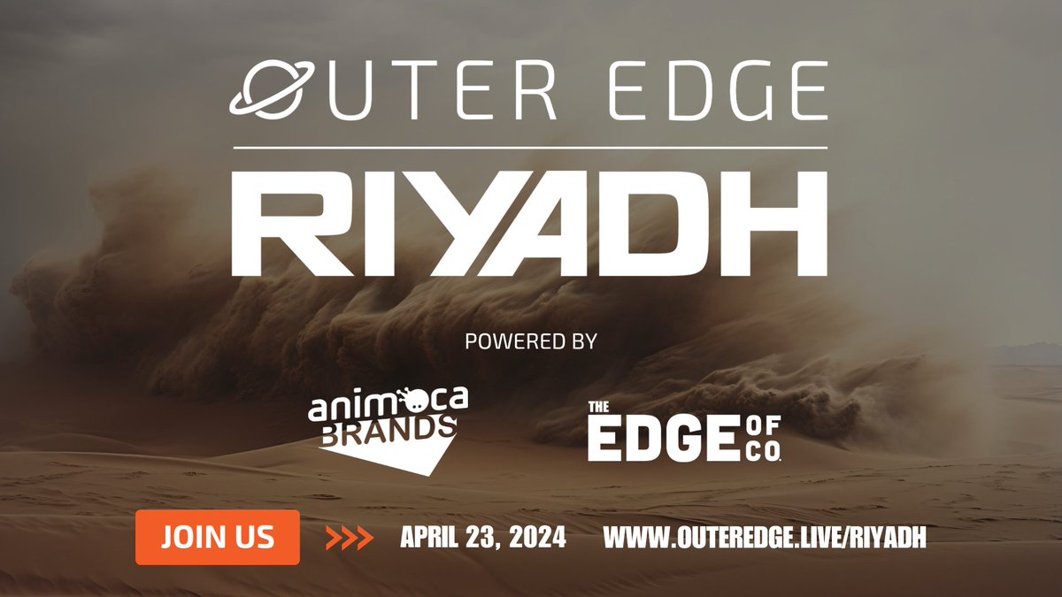 NFTLA + Outer Edge (Riyadh & Beyond) (@nftlalive) on Twitter photo Exciting news! Outer Edge, Riyadh is happening on April 23rd, 2024! In partnership with <a href="/animocabrands/">Animoca Brands</a>, this exclusive invite-only event brings together industry leaders to explore the future of tech, AI, and decentralized web3. Secure your spot now! #OuterEdgeRiyadh Exciting news! Outer Edge, Riyadh is happening on April 23rd, 2024! In partnership with <a href="/animocabrands/">Animoca Brands</a>, this exclusive invite-only event brings together industry leaders to explore the future of tech, AI, and decentralized web3. Secure your spot now! #OuterEdgeRiyadh