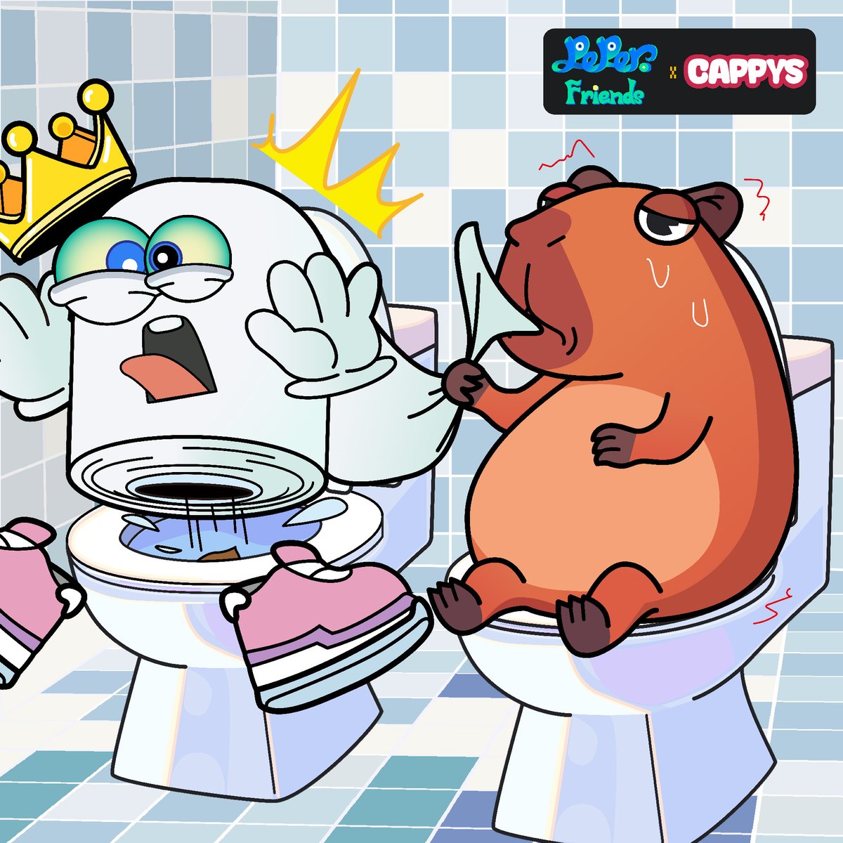 Oh SHIT!, Cappy forgot to bring toilet paper.
“Wait！ No！”
<a href="/CappysNFT/">Cappys</a> <a href="/SeiNetwork/">Sei</a> 
#SeiNetwork #SeiNFT