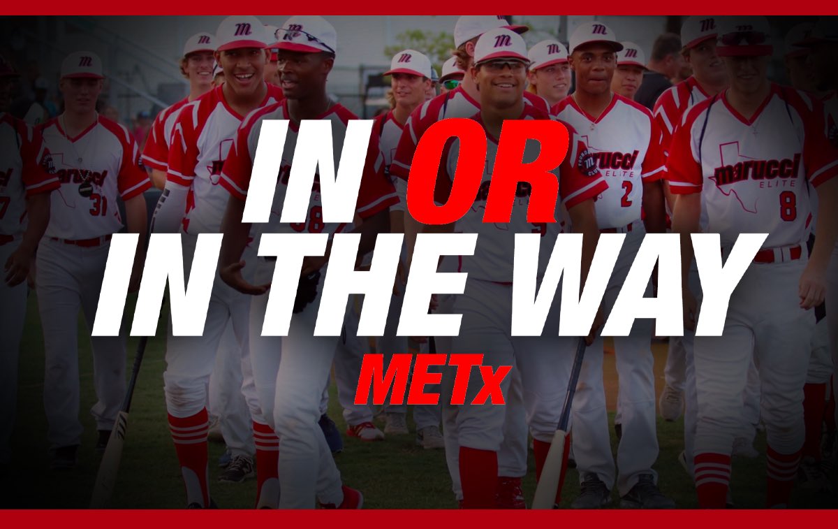At @MarucciEliteTX we truly are family. No one is gonna work harder than @RecruitMETx to help kids reach their baseball goals. The best players, coaches, and people. It’s a special organization. That’s why we say #InOrInTheWay and #WeAintForEverybody. 

#METx 🇨🇱 #MarucciFamily