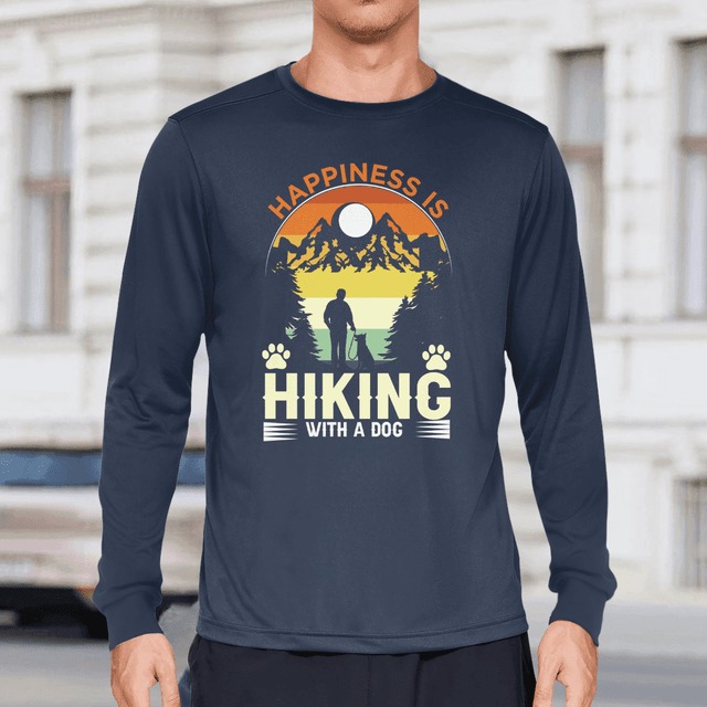 HappinessIs Hiking With A Dog Long Sleeve Tee