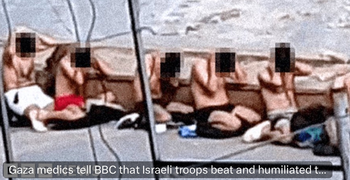 ShaykhSulaiman's tweet photo. “Palestinian medical staff in #Gaza have told the BBC they were blindfolded, detained, forced to strip and repeatedly beaten by Israeli troops after a raid at their hospital last month.” https://t.co/LMM5vydPde