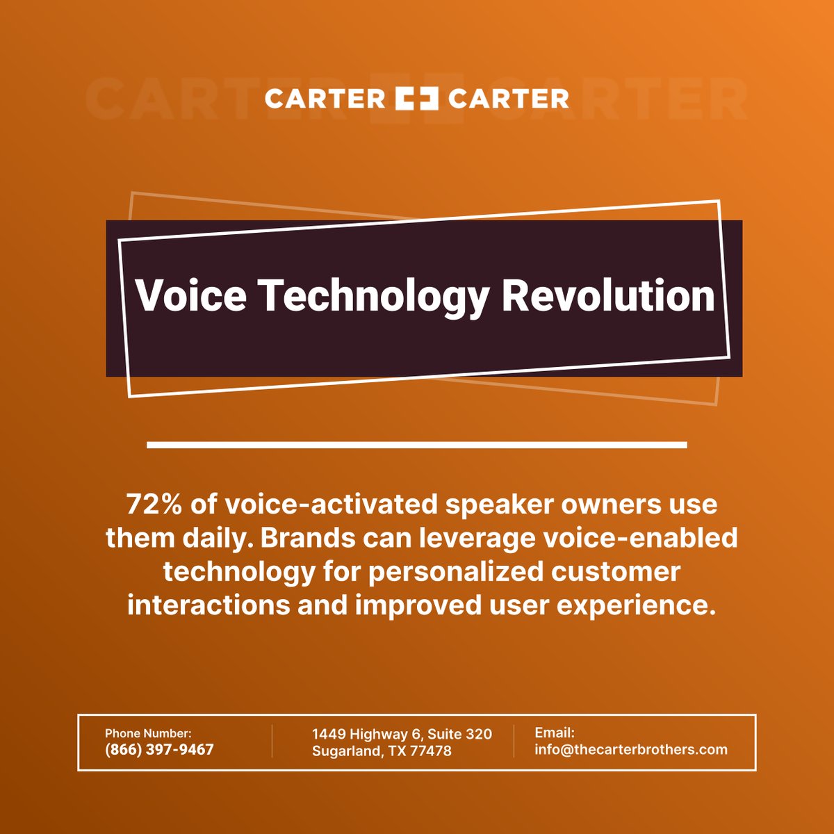 theTwinCarters's tweet photo. Join the voice technology revolution! Discover how brands utilize voice-enabled technology for enhanced customer interactions and user experiences.

#SugarlandTX #BusinessConsultingServices #VoiceTechnology https://t.co/YbuZuUcy9R