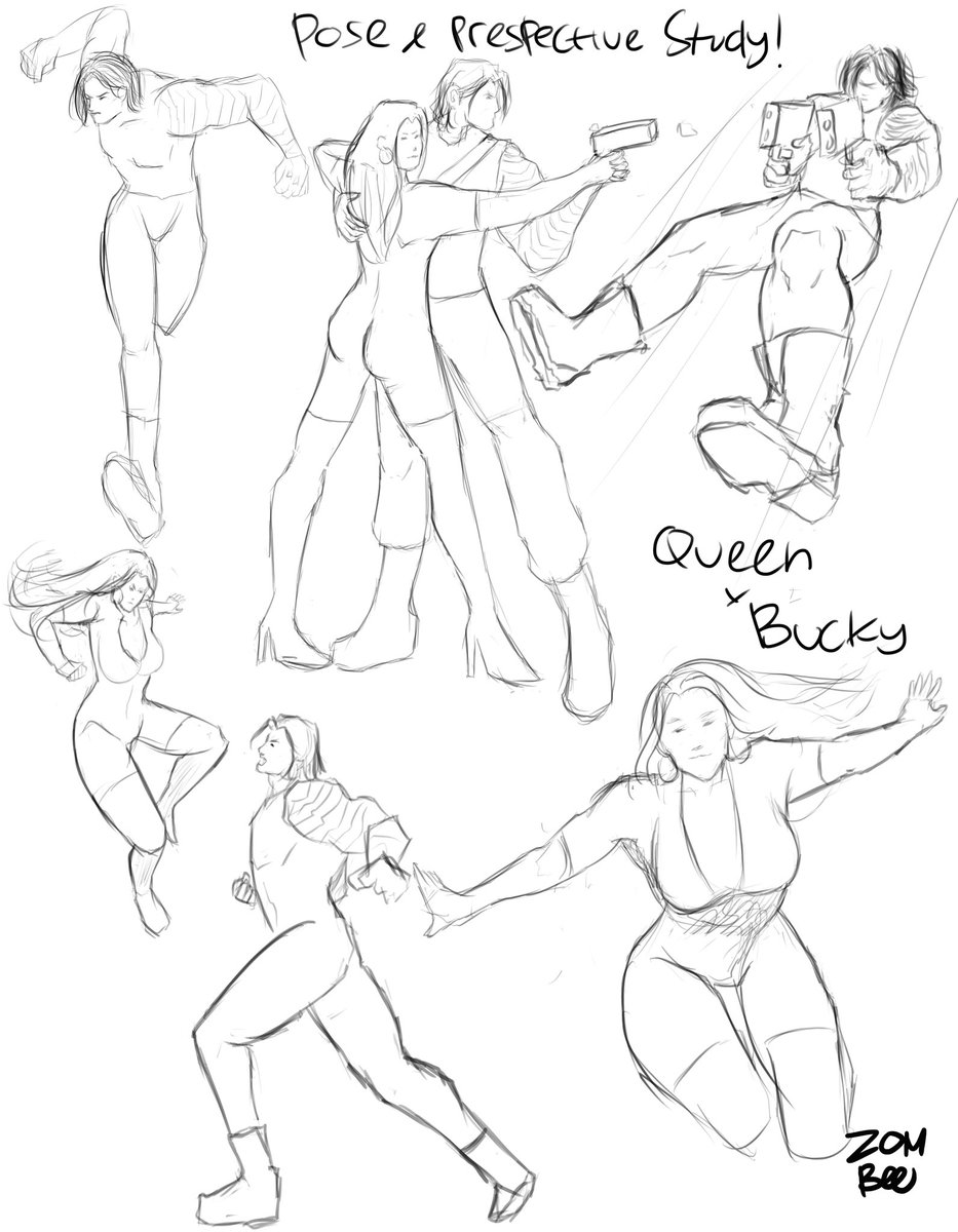 byzombee's tweet photo. Day 3
Complex, prespective & dynamic pose,
moving, run, fly, jump, couple pose core.
featuring,
Bucky x Queen
#ZombeeStudy #BelajarBarengZombee https://t.co/yLZRggX01w