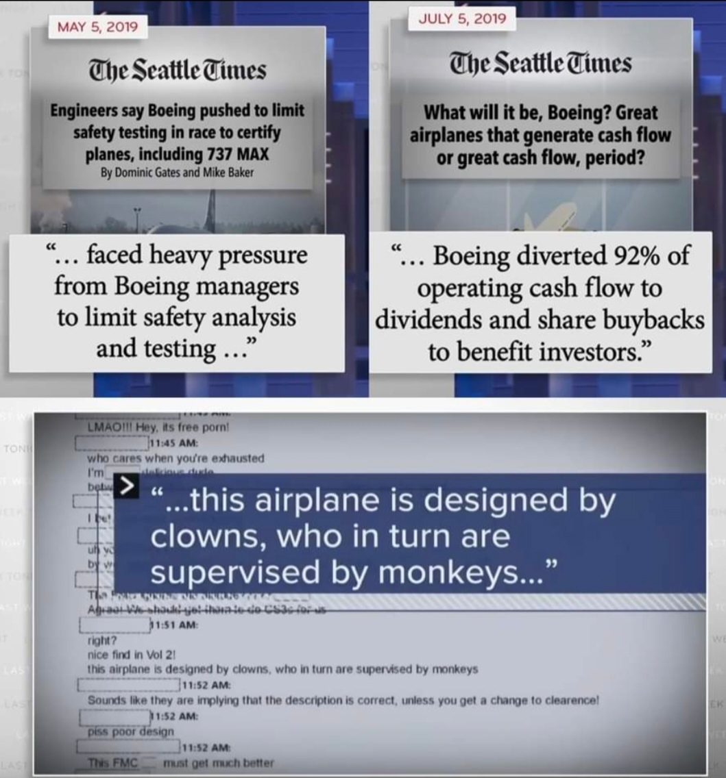 Boeing... putting profits before people.
