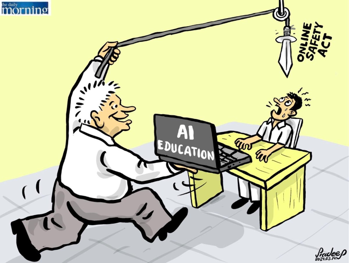 Cartoon by @RcSullan 

#lka #SriLanka #AIEducation #OnlineSafetyBill