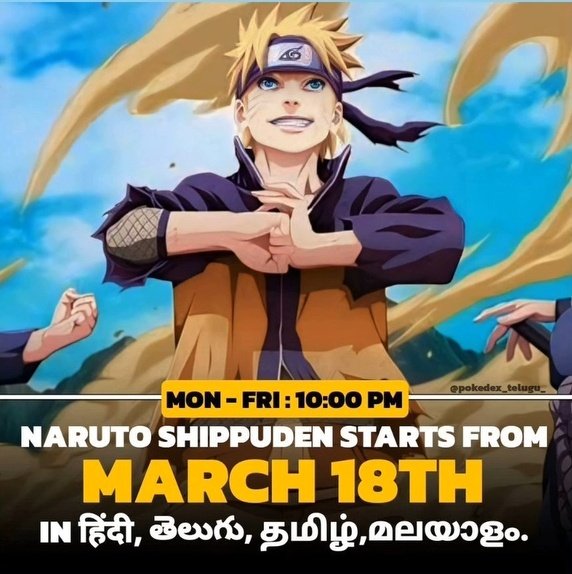 Finally #NarutoShippuden in Telugu from March 18th in @SonyYAY