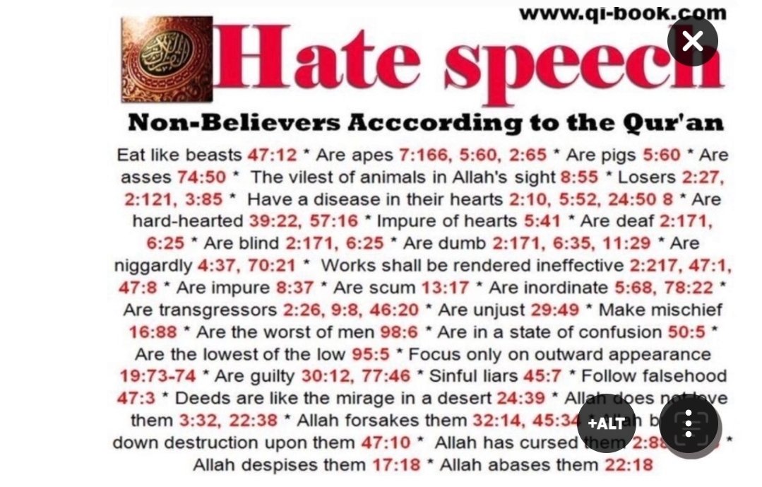 @Cute_Pakiza_21 We are also working hard to expose the root cause of hate among humans...know our hard work seems paying...thanks to Ex-muslims @AdamSeekerUrdu @EXMUSLIMAKHTAR @ExmuslimSahil @PumturePutri05 @Sy_dFaiZanAhmed @Exmuslim24 
👇 It's Allah words for Kafir or for Non-believers