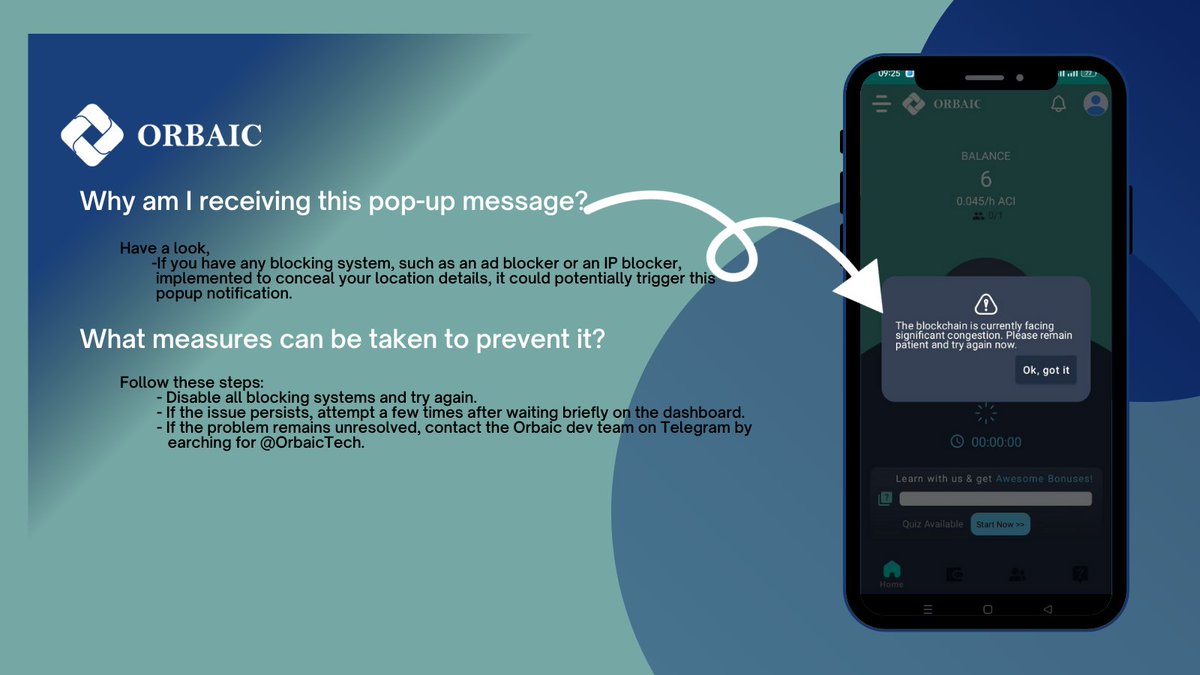 Orbaicproject's tweet image. ►Why am I receiving this pop-up message?

Have a look, 

-If you have any blocking system, such as an ad blocker or an IP blocker, implemented to conceal your location details, it could potentially trigger this popup notification.

►What measures can be taken to prevent it?…