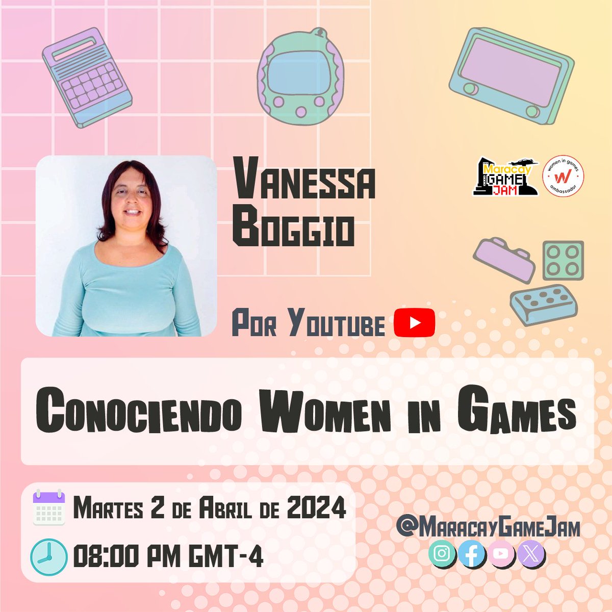 Presentamos a <a href="/vane_boggio/">Vanessa Boggio</a>, Redactora de experiencia de usuario, diseñadora de juegos TTRPG, máster de rol y #wigj Ambassador
;
Con quien conoceremos un poco más sobre @wigj
;
nuestro canal de youtube -> youtube.com/maracaygamejam
;
imagen gracias a <a href="/Dsy_Draws/">DsyDraws</a>
;
#gamedev #Videogames