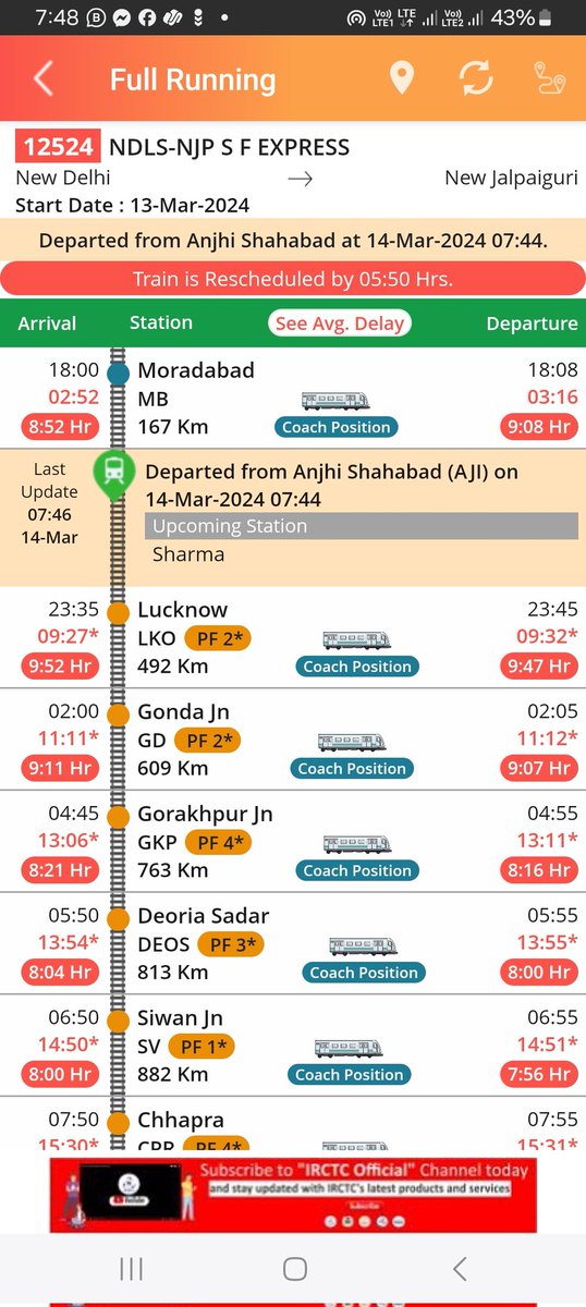 mchaurasiya08's tweet photo. @RailMinIndia @RailNf @RailwayNorthern
Train no. 12523 & 12524 #ndls #njp #superfast Train is really a #super_slow Train #railway_operation just intersted #VandeBharatExpress must be on time
Rest go to #hell
@AshwiniVaishnaw Pls consider about #common_man
Every #Train_on_time https://t.co/mmjm3vU4Qf