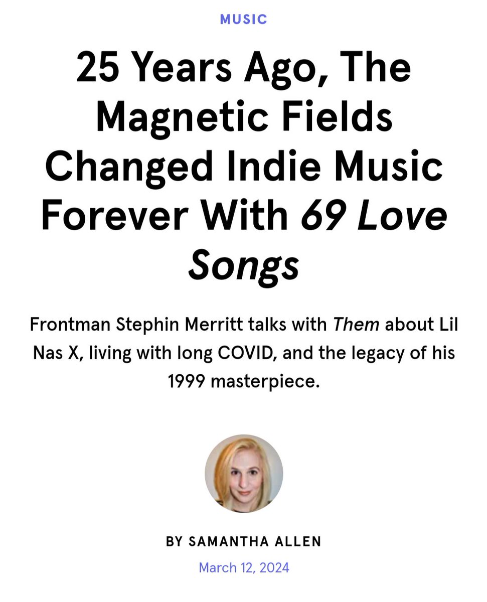 leslieleeiii's tweet image. "I was the first person I knew to get COVID and I haven’t actually recovered completely. I have yet to finish a song four years later. I’ve been to a neurologist, I’ve had all sorts of tests." - Stephin Merritt of The Magnetic Fields