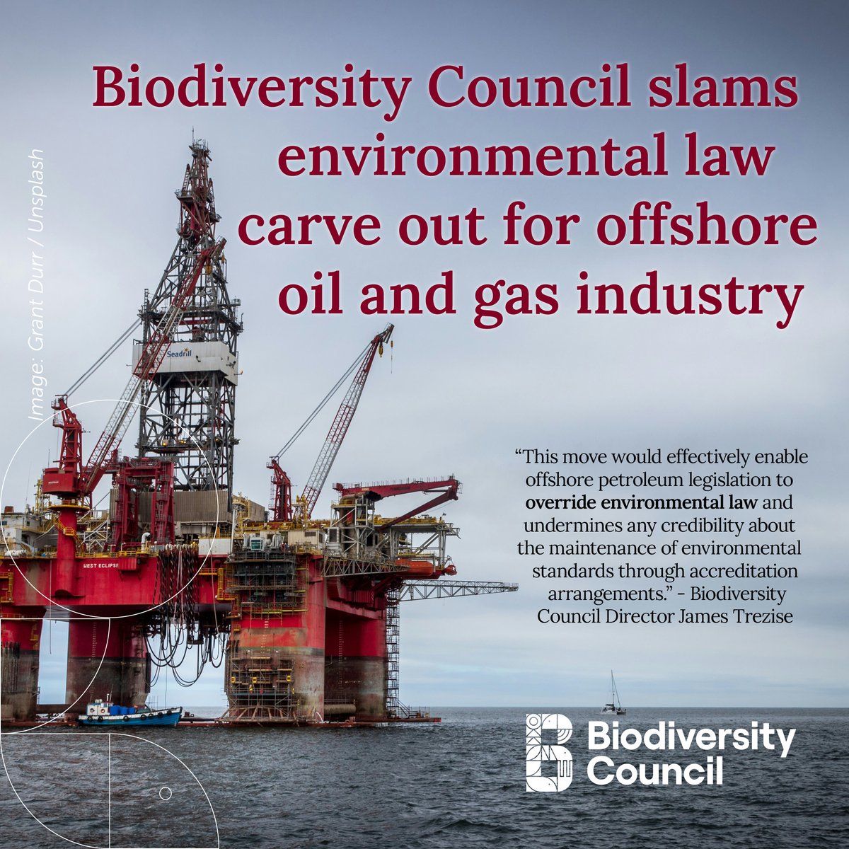 The offshore oil and gas industry should not be exempt from complying with national environmental law, that's why we are calling for the scrapping of an amendment which would carve out the offshore oil and gas industry from needing to comply with the EPBC Act.