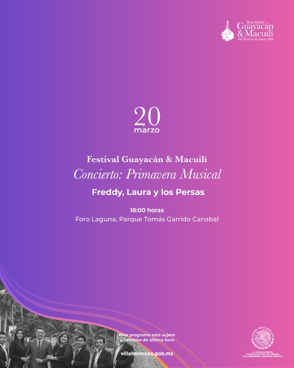 CentroInforma's tweet photo. El #TercerFestivalGuayacán&amp;Macuilí2024 te espera del 20 al 24 de marzo con actividades artísticas y culturales sin costo. ¡Ven y convive con la familia o amigos en tus espacios públicos! Consulta la programación diaria. ⬇️ https://t.co/AHG4phJThX