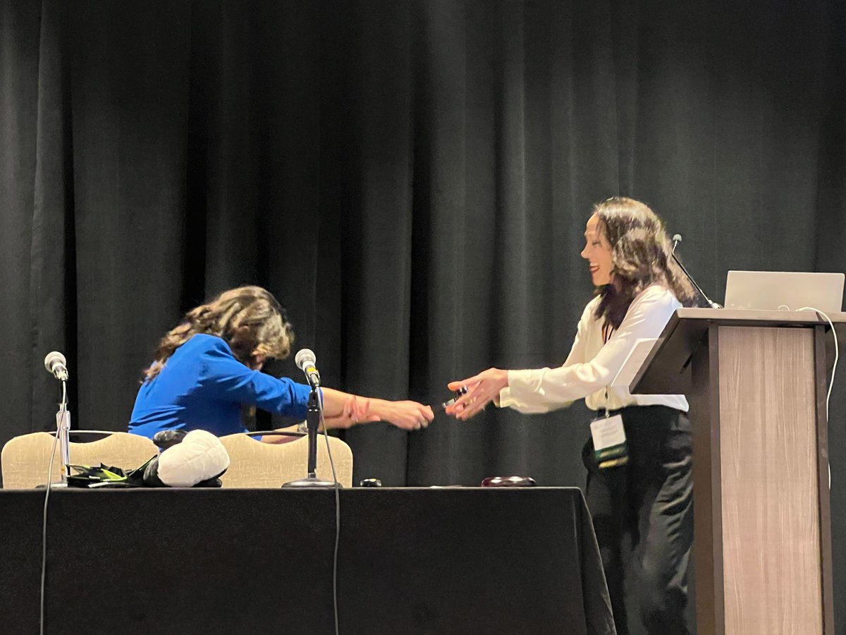 affectScience's tweet photo. The passing of the gavel was not to be missed! Congratulations to @ka_lindquist for stepping into the role as SAS President, and big thanks for @profmaitalneta for her work this past year. 🐳 https://t.co/V8XMqfVA9K