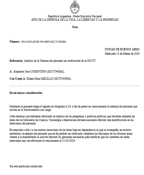 Acaban de anunciar 40 despidos en la Subsecretaría de Ciencia y Tecnología (ex Mincyt). No al vaciamiento de los organismos científicos. Urge una movilización unitaria y masiva de CONICET!