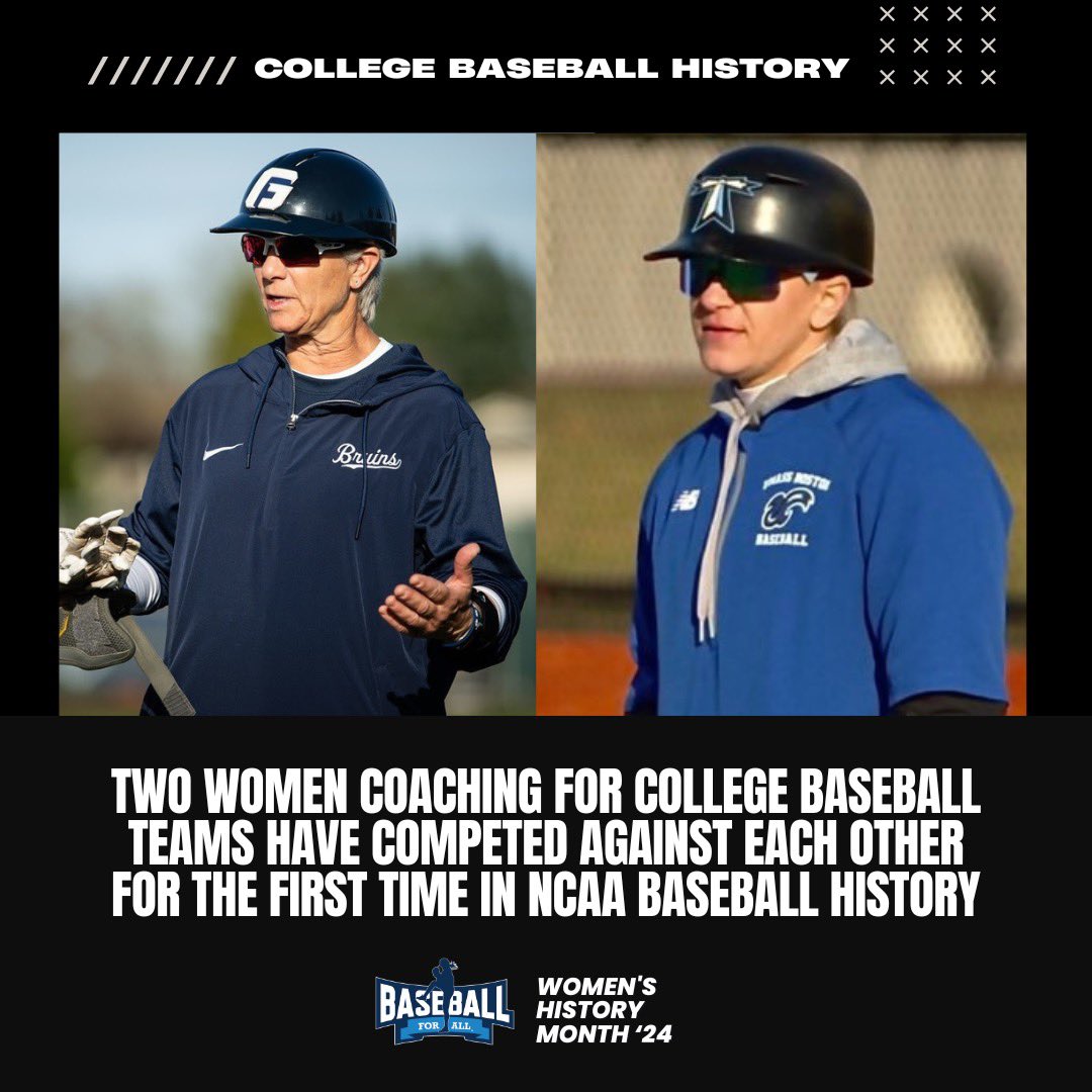 MORE COLLEGE BASEBALL HISTORY #WHM2024 During today’s @BeaconsBaseball game against @gf_baseball, it’s likely that Asst. Coach @ReynoldsWrap015 (@UMassBoston) & Asst. Coach @coachcarol43 (@georgefox) became the first women to coach against each other in NCAA baseball history.