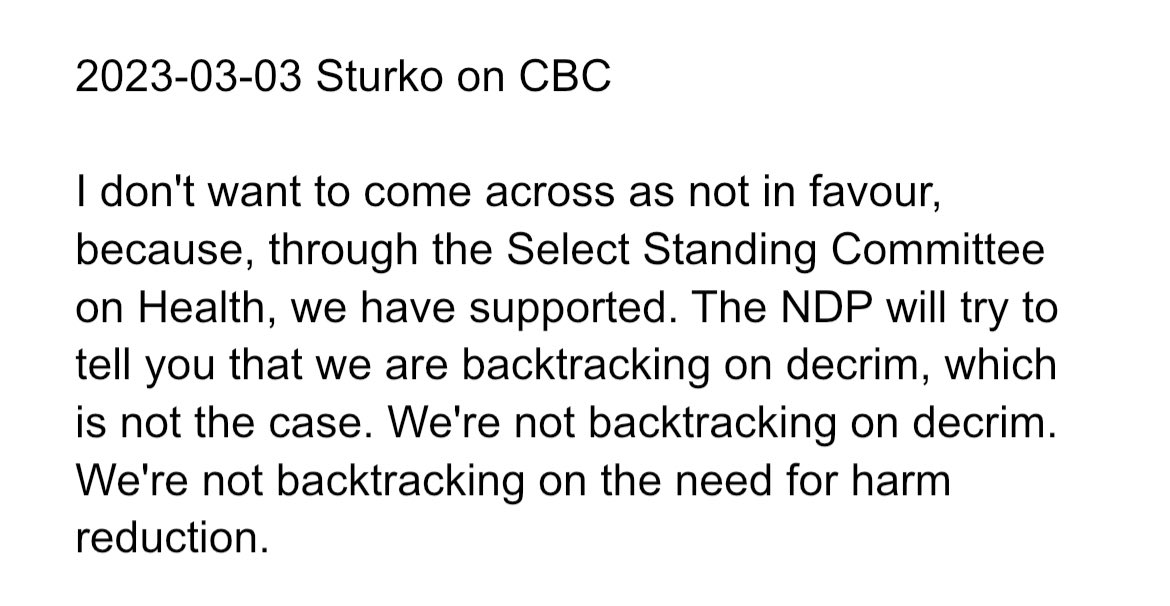 I have some more receipts 📝 @KevinFalcon Here you have @elenoresturko saying how BCU is not back tracking on decriminalization of drugs. 🤔 Time and time again BCU(NDP Lite) have proven they can't be trusted and will say and do anything to pander for votes. @Conservative_BC…