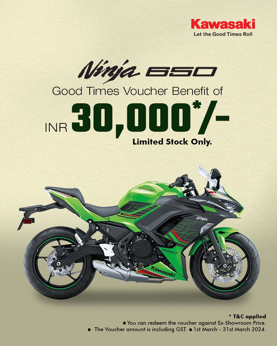 Redefine your ride with the Ninja 650 – a fusion of raw energy and refined elegance. A masterpiece of balance, where the thrill of the journey meets the artistry of engineering defined by the unmistakable style of Kawasaki's Ninja legacy. Link:-kawasaki-india.com/bikes/2023-nin…