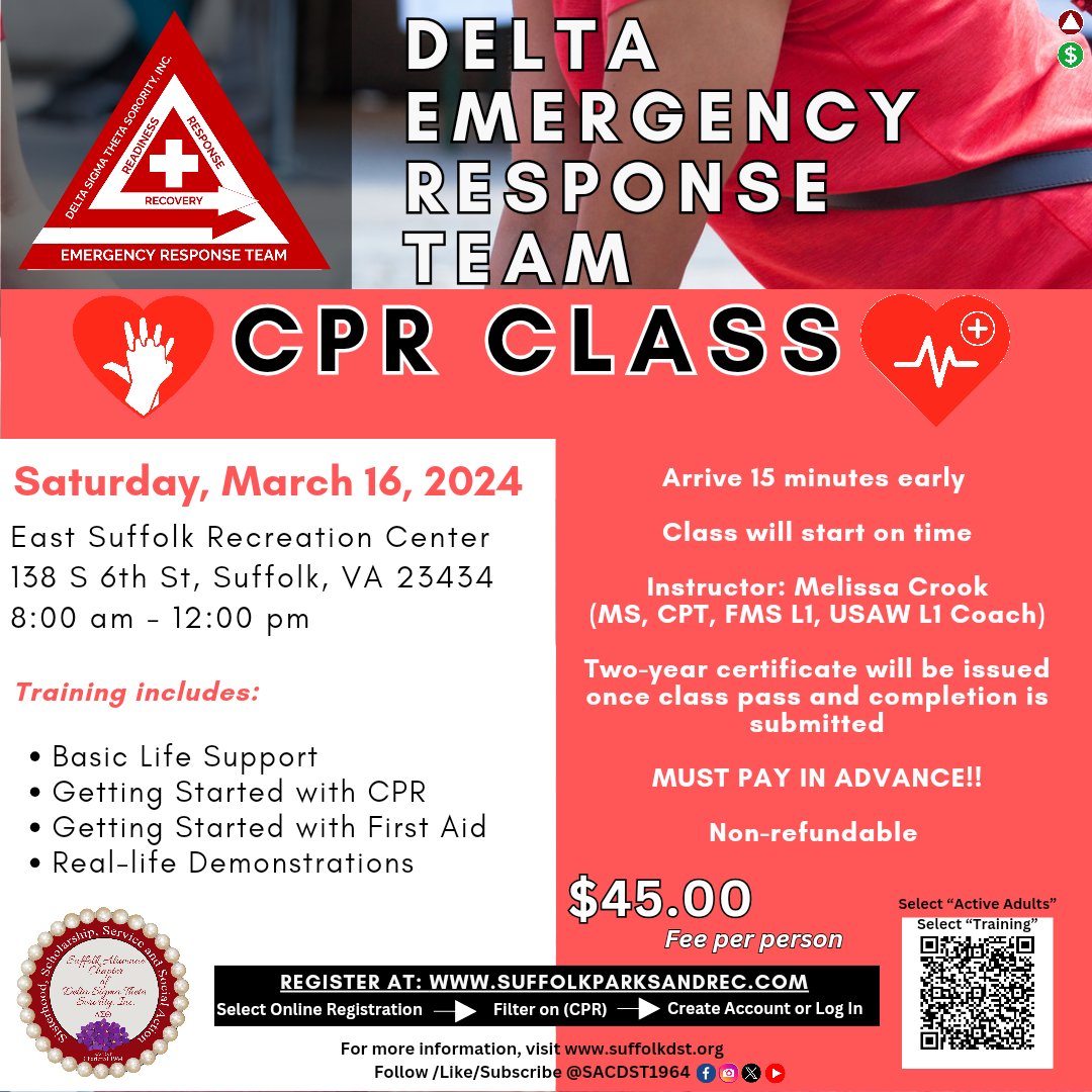 SACDST1964's tweet image. Great News‼️CHILDREN 11 years and older can complete the CPR class as well!! How awesome would it be to have our little ones become CPR certified too!!! 
Register using link: suffolkparkandrec.com

#cpr #cprclass #heartmonth #hearthealth #heartawareness #ems
#firstaidtraining