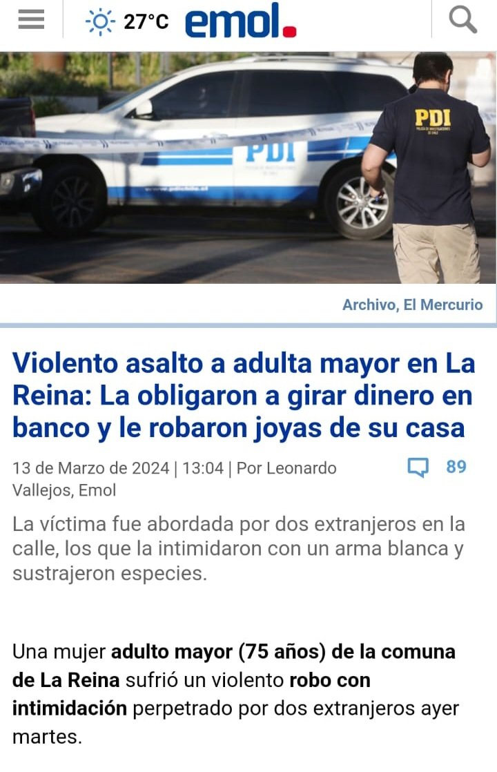 No puede volver a pasar!! Mujer fue drogada, vulnerada y asaltada <a href="/meganoticiascl/">Meganoticias</a> <a href="/chilevision/">Chilevisión</a> <a href="/adnradiochile/">Radio ADN</a> <a href="/biobio/">BioBioChile</a> <a href="/TVN/">TVN</a> <a href="/Carabdechile/">Carabineros de Chile</a> <a href="/PDI_CHILE/">PDI Chile</a> Ayuda urgente!!! <a href="/MuniLaReina/">La Reina</a> <a href="/GabrielBoric/">Gabriel Boric Font</a> <a href="/Carolina_Toha/">Carolina Tohá</a>
Por favor hacerse cargo de lo que ocurre en nuestro país!!!! RT