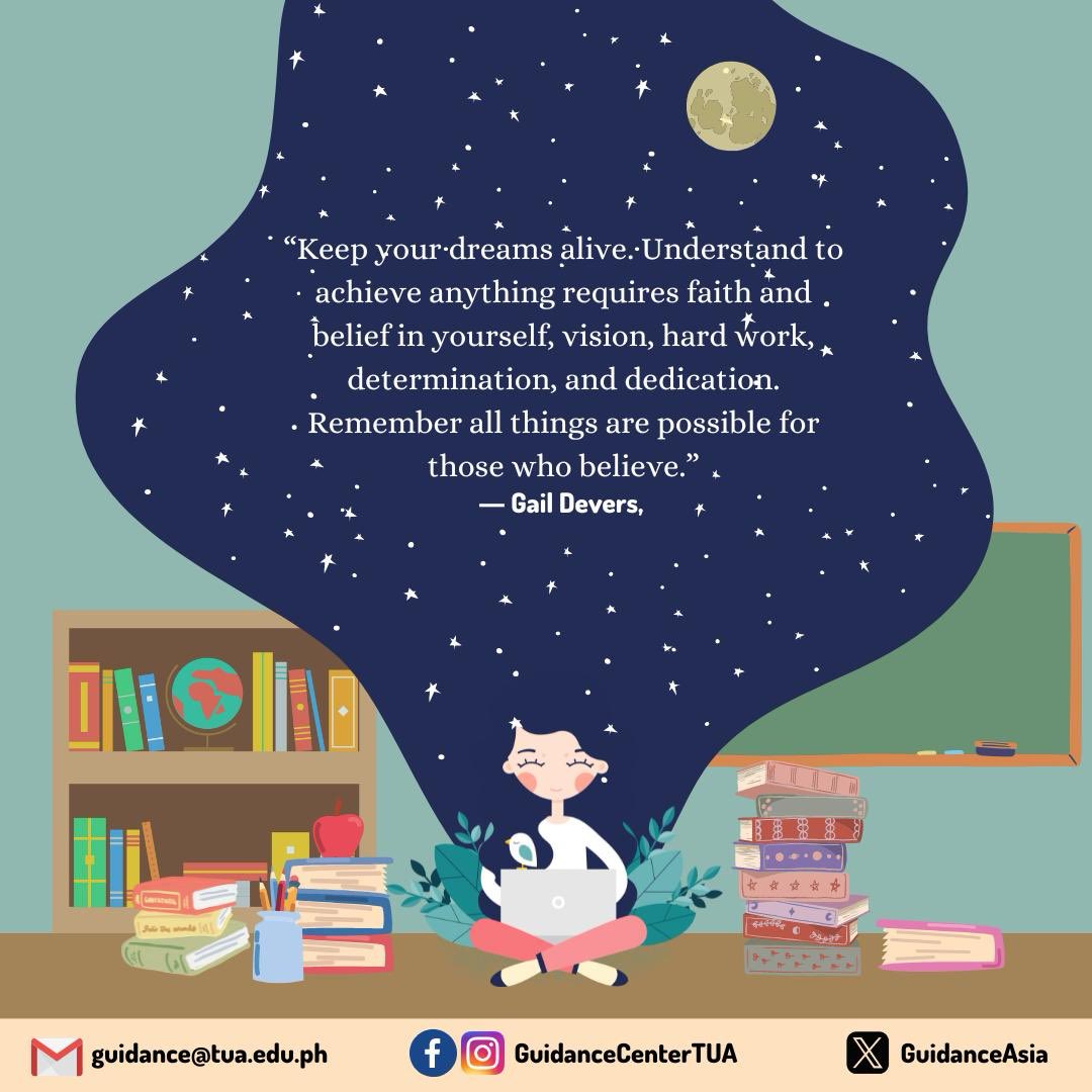 GuidanceAsia's tweet photo. 𝓚𝓮𝓮𝓹 𝔂𝓸𝓾𝓻 𝓭𝓻𝓮𝓪𝓶𝓼 𝓪𝓵𝓲𝓿𝓮. 🌟

Your dreams serve as a guiding light, to motivate you to pursue your passions and aspirations while your determination and resilience will help you overcome the setbacks and turn your dreams into reality.

#TGCC #TUACares #motivation https://t.co/l8uQdbbWMC